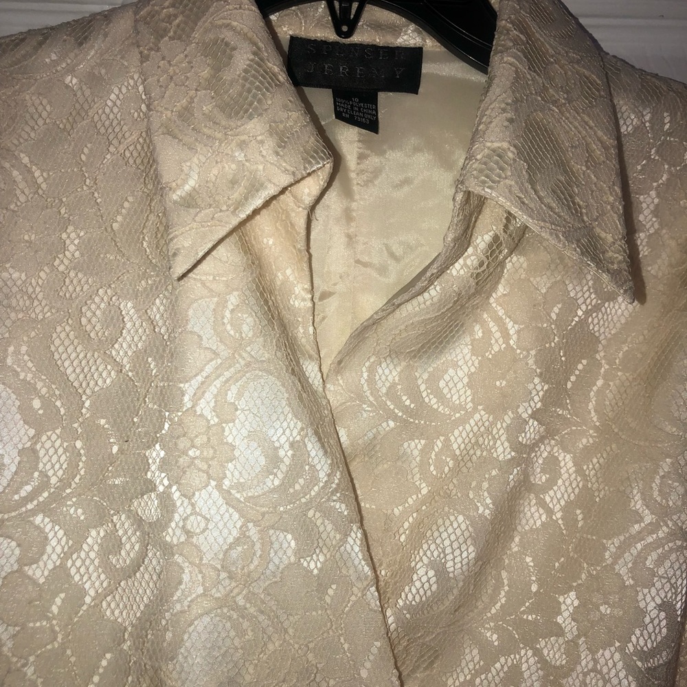 NWT Spenser Jeremy Ivory Formal Lace Wrap Blouse Size 10